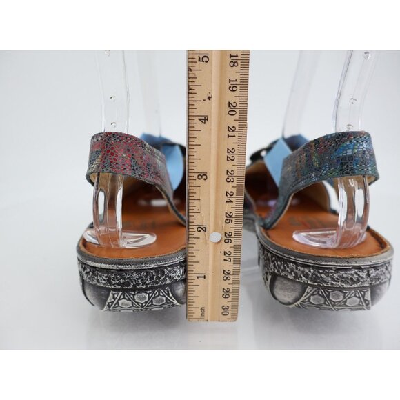 Spring Step Women's Swirlet Blum Sandal Size 37 6 Blue Red Leather Slip On Flat - Picture 6 of 10